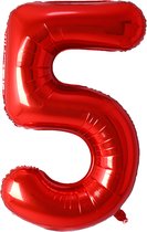 Ballon en aluminium numéro 5 ans décoration d'anniversaire rouge ballons à hélium décoration de Fête avec paille - 86 cm