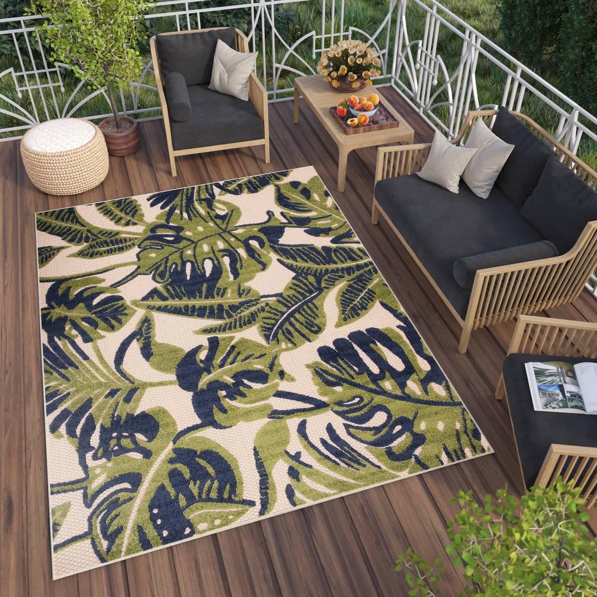 Tapiso Patio Indoor Tapijt Groen Tuintapijt Buitenkleed Buiten Outdoor Modern Maat- 200x300 Kleurrijk 2