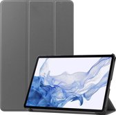 Hoes Geschikt voor Samsung Galaxy Tab S8 Hoes Book Case Hoesje Trifold Cover - Hoesje Geschikt voor Samsung Tab S8 Hoesje Bookcase - Grijs