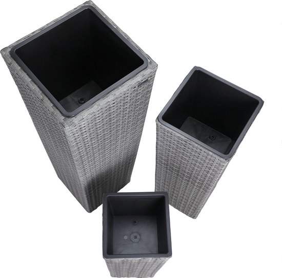 Casaria Bloempotten - 3 stuks - Polyrattan van Deuba — afbeelding 5
