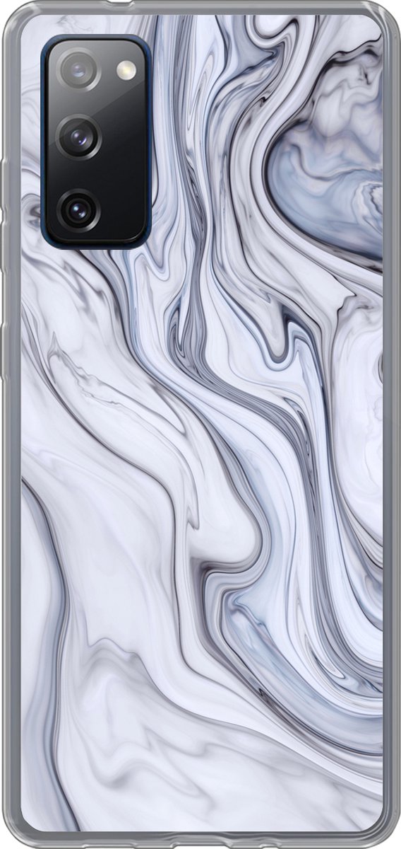 Telefoonhoesje Geschikt voor Samsung Galaxy S20 FE hoesje - Marmer print - Wit - Zwart - Siliconen Telefoonhoesje Telefoonhoesje