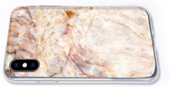 Coque iPhone Xs - Imprimé Marbre - Oranje - Marron - Coque en Siliconen -