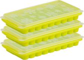 3x stuks Trays met Flessenhals ijsblokjes/ijsklontjes ijsblok staafjes vormpjes 10 vakjes kunststof groen met afsluit deksel
