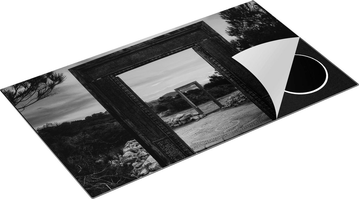 Chefcare Inductie Beschermer Cale Llentia Deur Opening in Ibiza - Zwart Wit - 89,6x51,6 cm - Afdekplaat Inductie - Kookplaat Beschermer - Inductie Mat