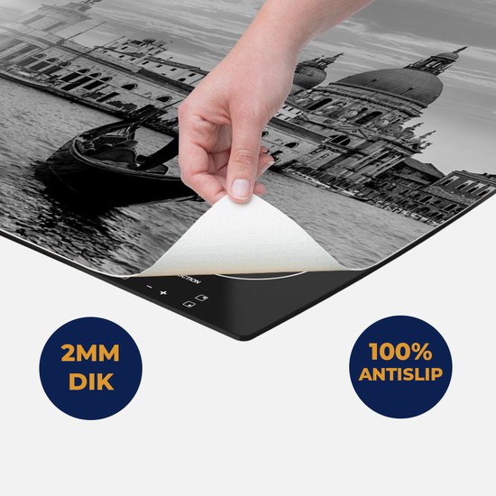 Chefcare Inductie Beschermer Gondel in Venetië voor het Basiliek - Zwart Wit - 80x55 cm - Afdekplaat Inductie - Kookplaat Beschermer - Inductie Mat