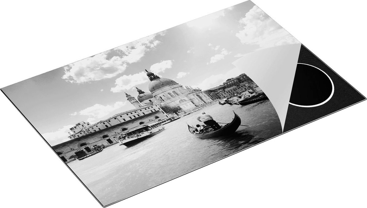 Chefcare Inductie Beschermer Basiliek San Marco in Venetië op het Water - Zwart Wit - 80x50 cm - Afdekplaat Inductie - Kookplaat Beschermer - Inductie Mat
