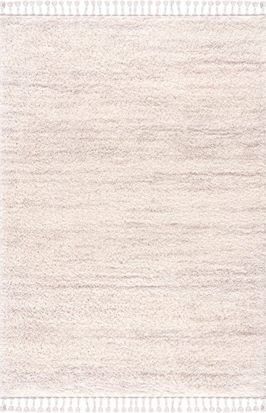 Tapijtenloods Vloerkleed Hoogpolig Shaggy in Creme Modern Scandinavisch- 80x250 CM