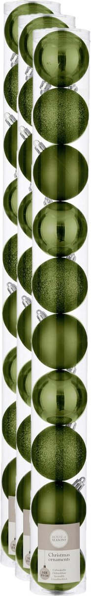 House of Seasons House of Season Kerstballen - 30x st - kunststof - donkergroen - 6 cm - kerstversiering