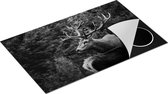 Chefcare Inductie Beschermer Twee Herten in het Bos - Zwart Wit - 85x50 cm - Afdekplaat Inductie - Kookplaat Beschermer - Inductie Mat