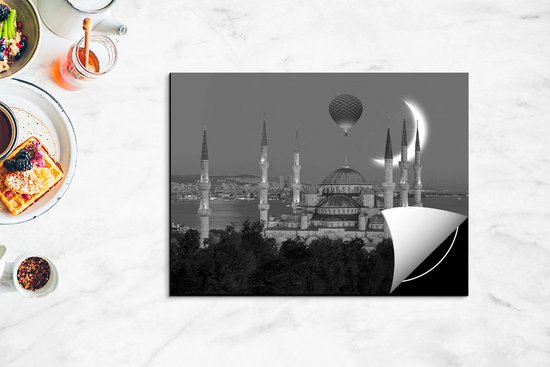 Chefcare Inductie Beschermer Sultan Ahmetmoskee in Istanbul - Zwart Wit - 70x50 cm - Afdekplaat Inductie - Kookplaat Beschermer - Inductie Mat