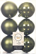 24x boules de Noël en plastique vert mousse 8 cm - Mat/brillant - Boules de Noël en plastique incassables