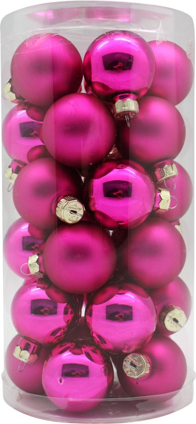 intern hoe te gebruiken kapok 60x stuks kleine glazen kerstballen fuchsia roze 4 cm -... | bol.com