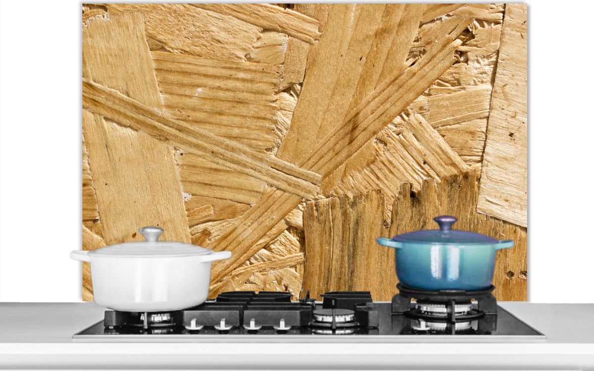 Spatscherm keuken - Achterwand keuken - Hout - Plank - Structuur - Patroon - Spatwand - 100x65 cm