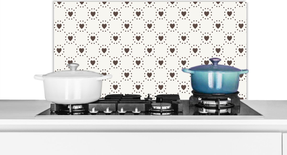 Spatscherm - Design - Patronen - Hart - Stippen - Spatwand - 90x45 cm - Achterwand keuken