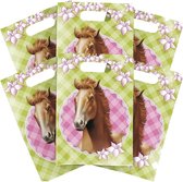 Paarden themafeestje feestzakjes/uitdeelzakjes - 6x stuks - plastic - Paarden kinderfeestje snoepzakjes - 25 x 17 cm