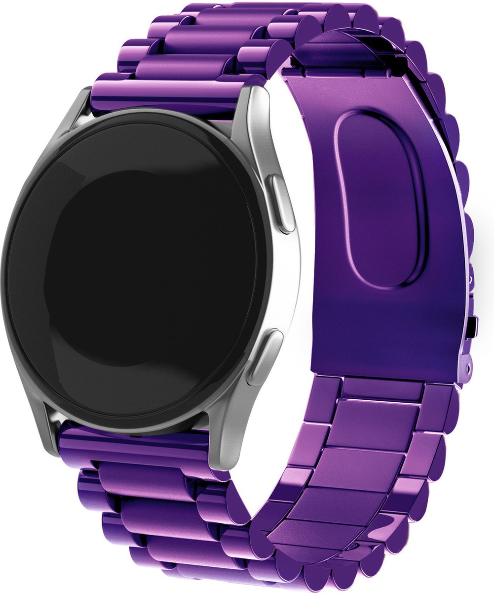 Strap-it Stalen schakel bandje - geschikt voor Fossil Gen 5 / Gen 5e 44mm / Gen 6 44mm - paars