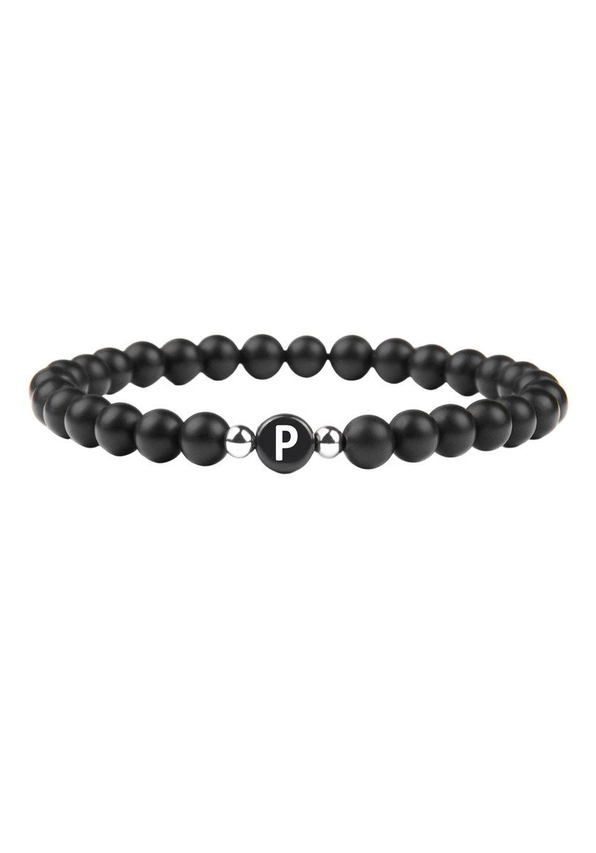 good.designs Parelarmband van agaatstenen met de letter P