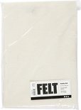 Pak van 10 off-white hobbyvilt vellen van 21x30 cm en 1,5-2 mm dik in transparante verpakking.