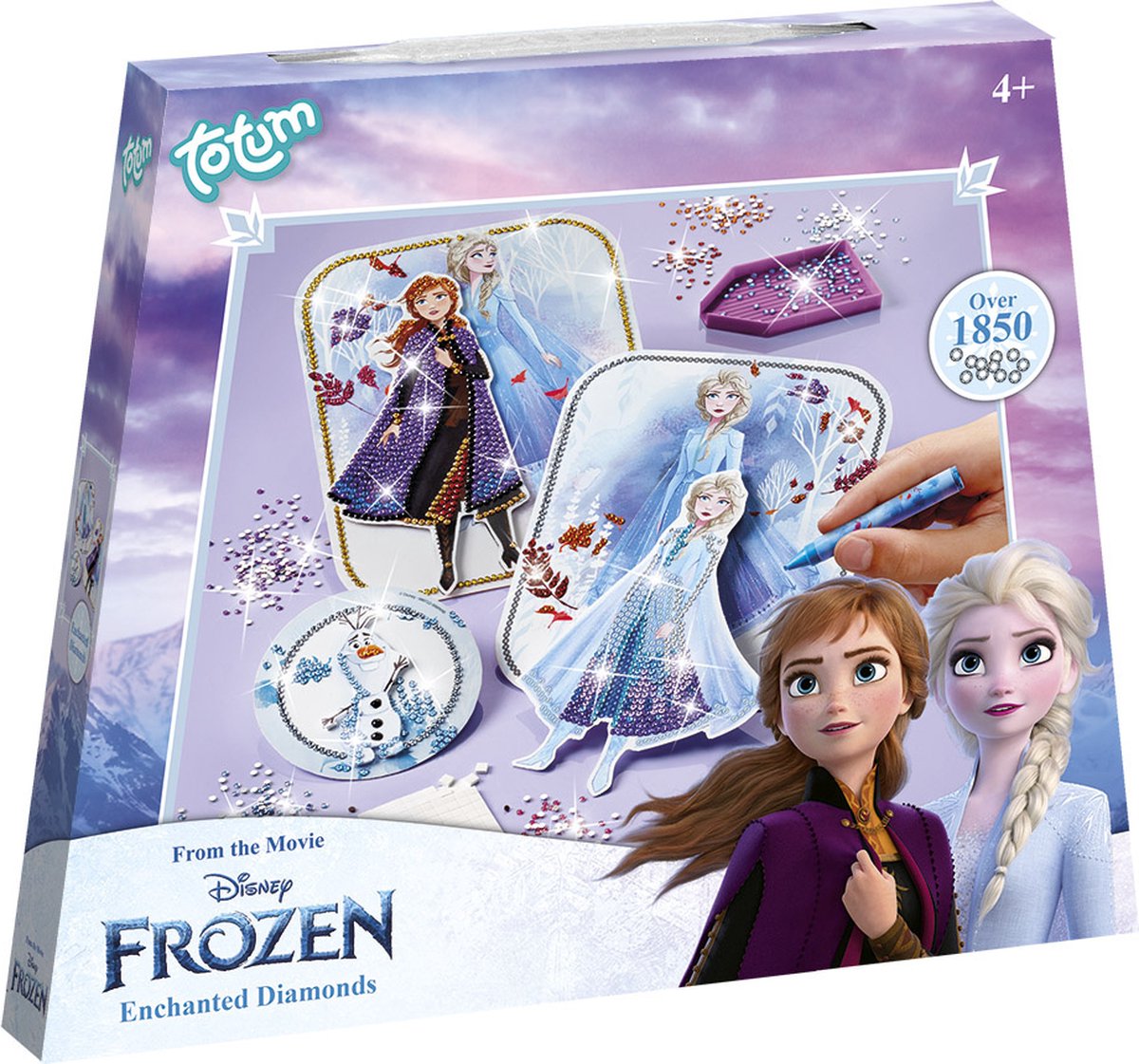 Disney Frozen Totum diamond painting knutselpakket - Anna en Elsa prinsessen kaarten versieren met strass steentjes - Totum