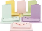 Cartes et enveloppes, format carte 10,5x15 cm, format enveloppe 11,5x16,5 cm, 50 jeux, couleurs pastel