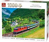 Bol.com King Puzzel 1000 Stukjes (68 x 49 cm) - Intercity Trein Gotthard Tunnel - Legpuzzel Landschap - Volwassenen aanbieding