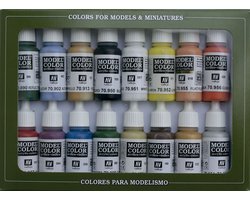 Vallejo Hobbyverf Acrylverf - 70140 Basic Colors USA - Model Color - Acryl Set Verf set - 16x 17 ml
