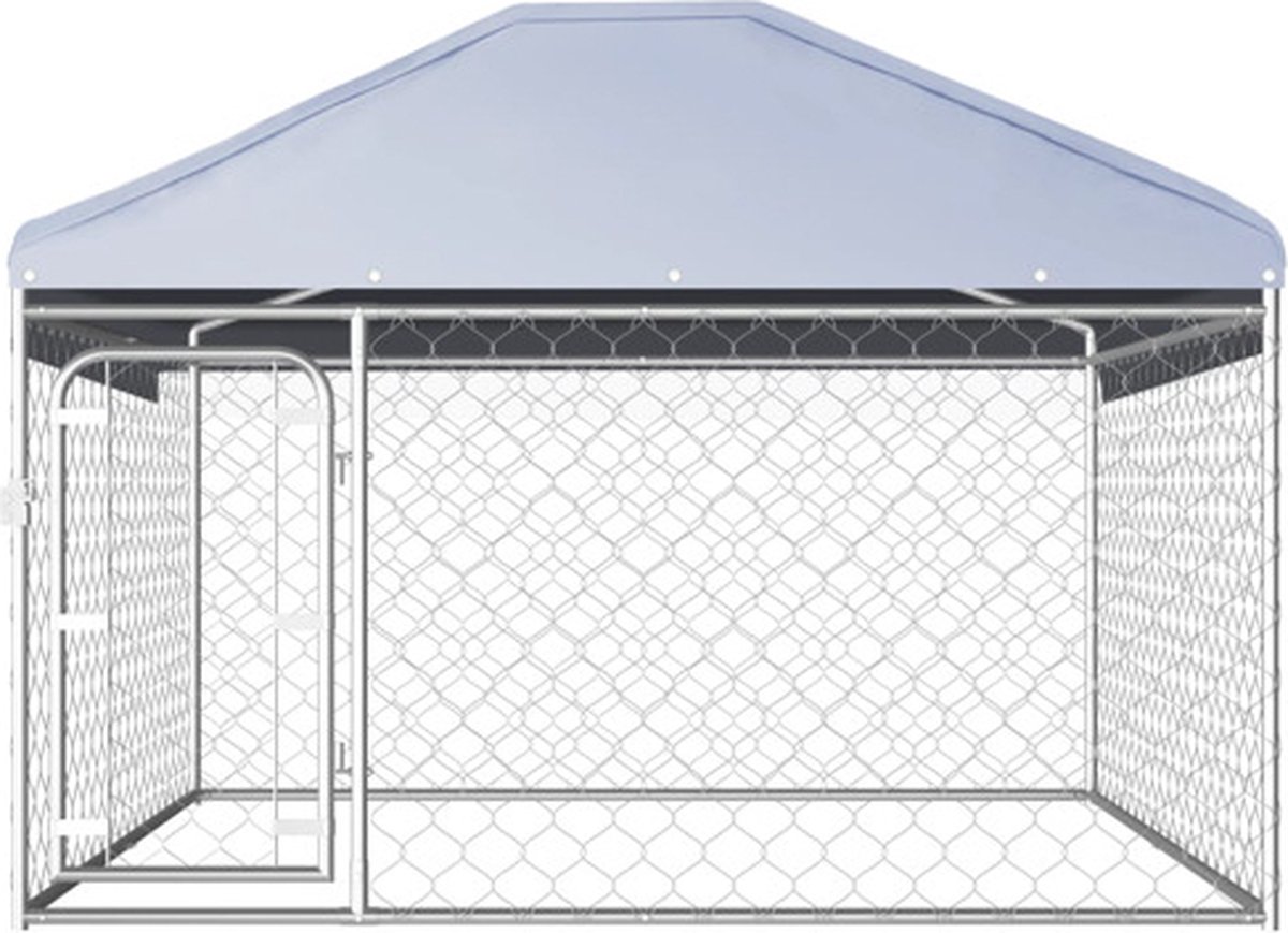 Bol.com vidaXL - Hondenkennel - voor - buiten - met - dak - 200x200x135 - cm aanbieding