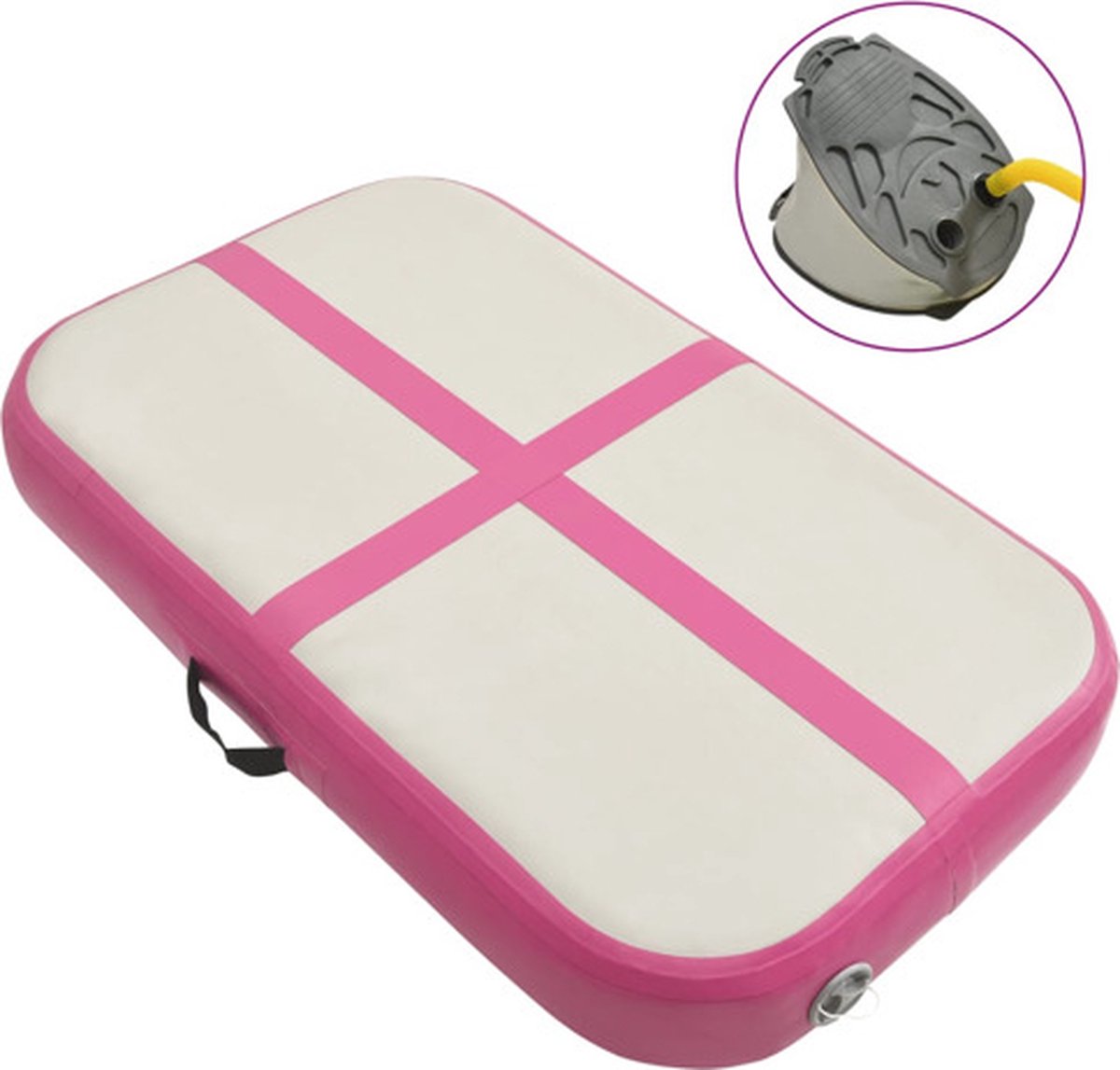 vidaXL Gymnastiekmat met pomp opblaasbaar 60x100x10 cm PVC roze