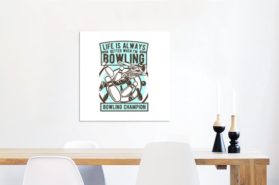 Décoration murale Métal - Aluminium Peinture Industrielle - Bowling - Citations - Vintage - 50x50 cm - Dibond - Photo sur aluminium - Décoration murale industrielle - Pour le salon / chambre