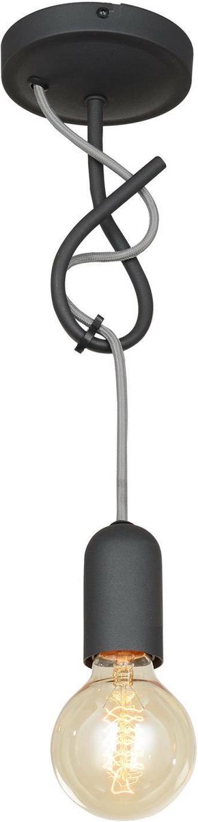 Lucande - hanglamp - 1licht - ijzer - E27 - zwart, grijs