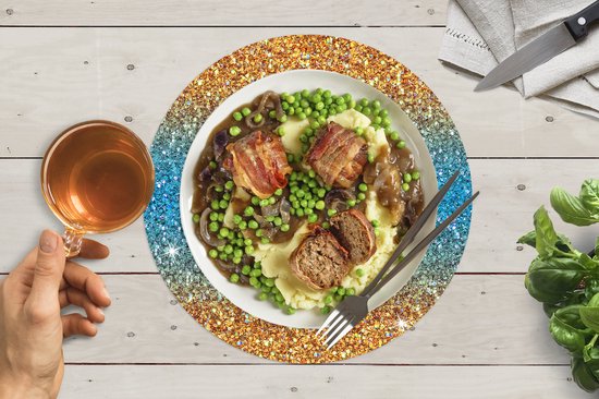 Sets de table ronds - Dessous de verre - Napperons ronds - Ombre - Sagittaire - Signe du zodiaque - Motifs - Lot de 6