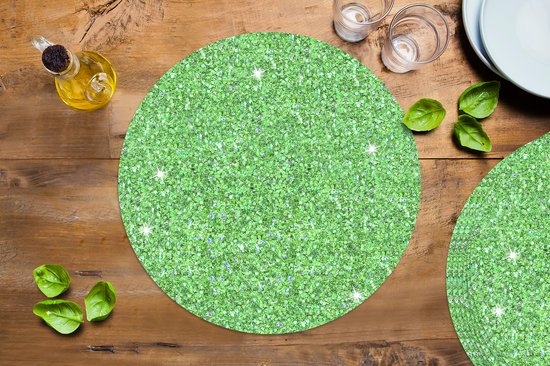 Sets de table ronds - Dessous de verre - Napperons ronds - Olivine - Pierres précieuses - Zodiac - Pierre de naissance - Motifs - 8 pièces