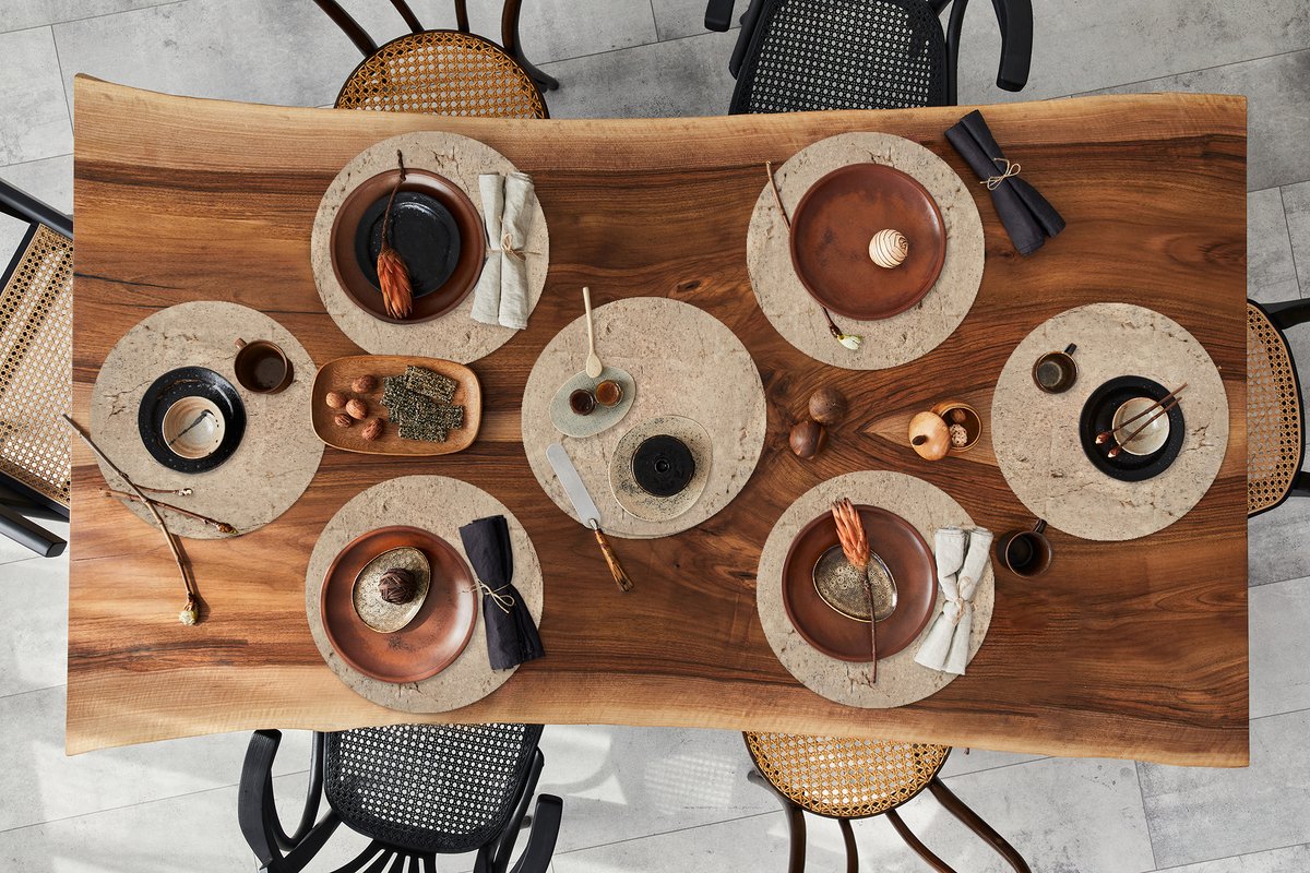 Ronde placemats - Onderlegger - Placemats rond - Oud - Beton print - Patronen - 8 stuks
