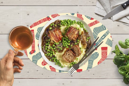 Napperons de table ovales - Sets de table - Sets de table ovales - Noël - Chaussettes - Motifs - 10 pièces - Noël - Cadeau - Cadeau de Noël homme, femme et enfant