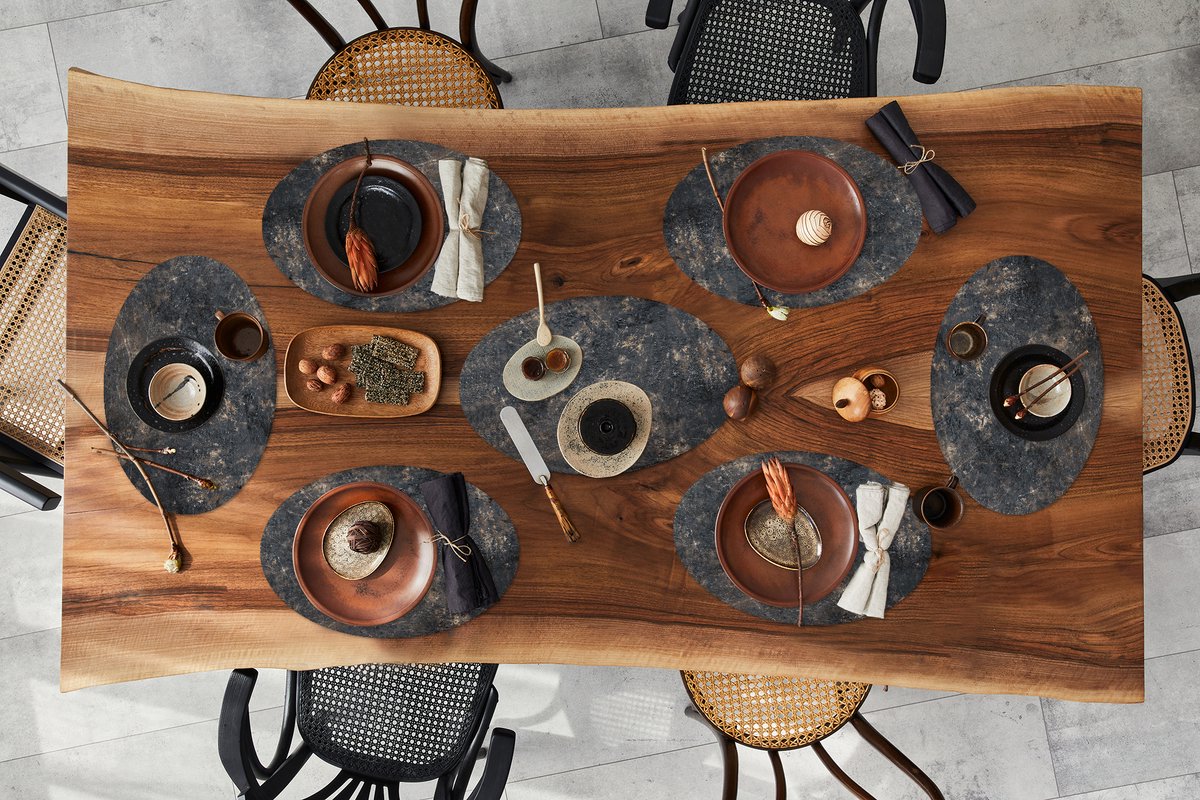 Placemats ovaal - Onderleggers - Ovale placemats - Metaal - Roest print - Grijs - 10 stuks