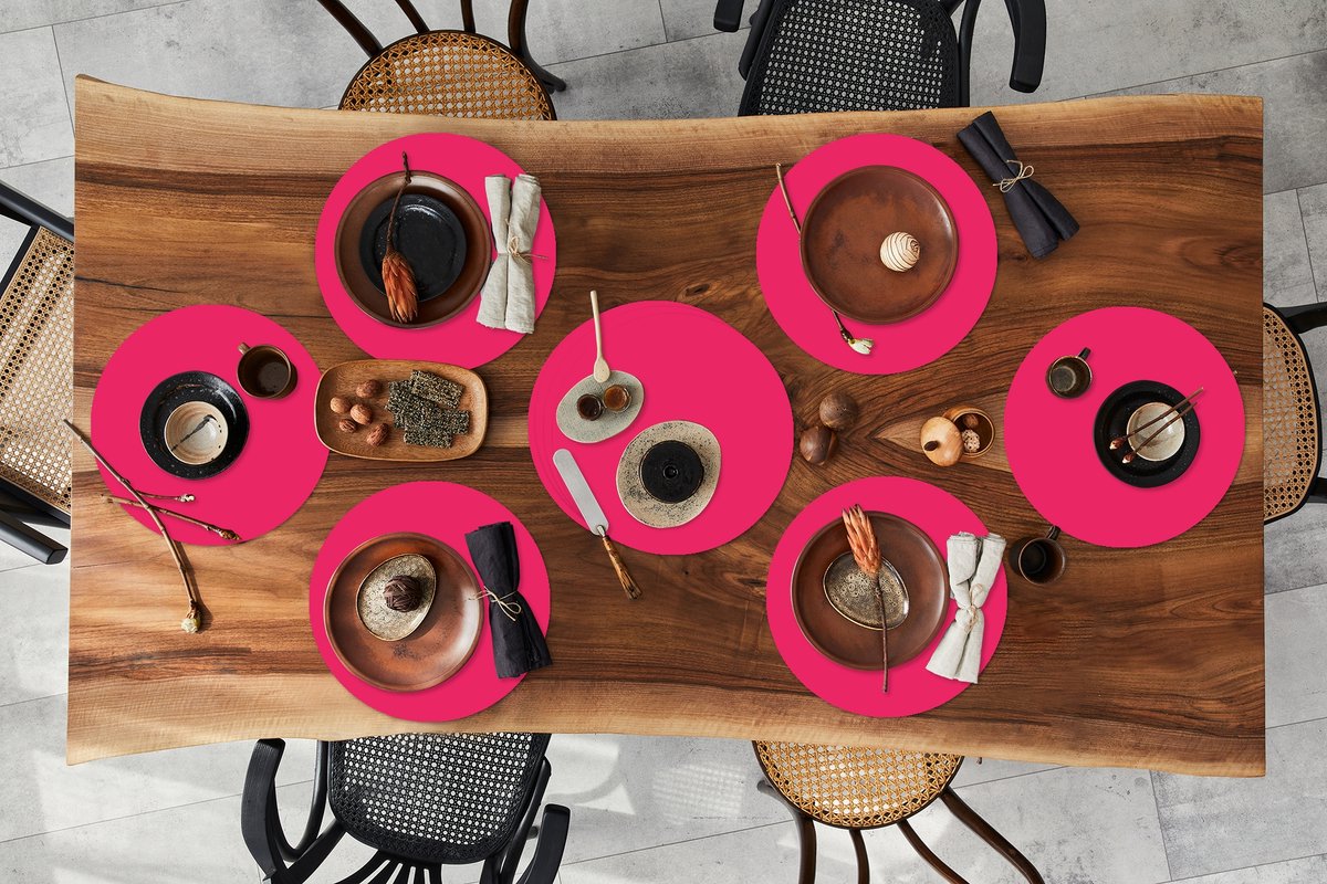 Ronde placemats - Onderlegger - Placemats rond - Karmijn - Kleuren - Palet - Roze - 10 stuks
