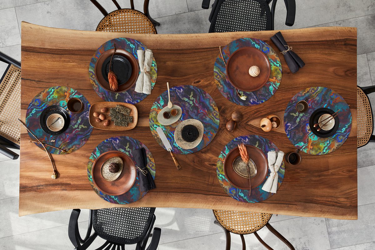 Ronde placemats - Onderlegger - Placemats rond - Patronen - Verf - Regenboog - 8 stuks