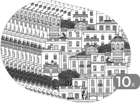 Sets de table ronds - Dessous de verre - Sets de Napperons ronds - Motifs - Athene - Maison - 10 pièces