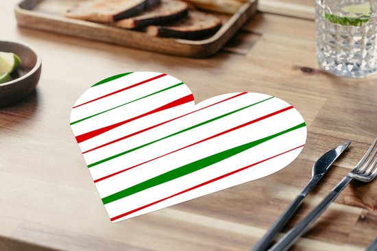 Dessous de verre - Napperons de table - Napperons de table coeur - Motifs - Noël - Rayures - 6 pièces - Noël - Cadeau - Cadeau de Noël homme, femme et enfant