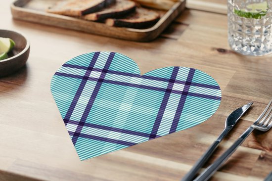 Sets de table - Napperons - Napperons coeur - Plaid - Blauw - Motifs - tartan - 6 pièces