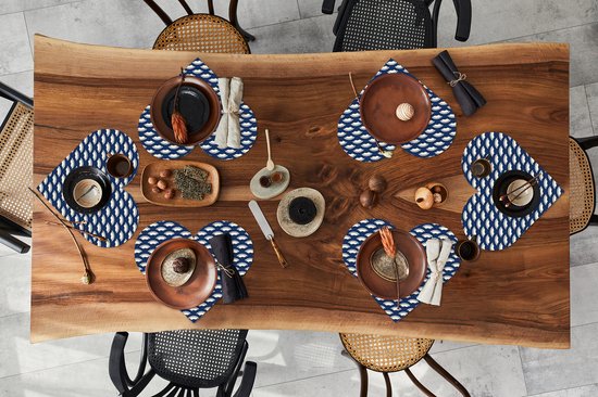 Sous-verres - Napperons de table - Napperons de table coeur - Japonais - Blauw - Wit - Motifs - 6 pièces