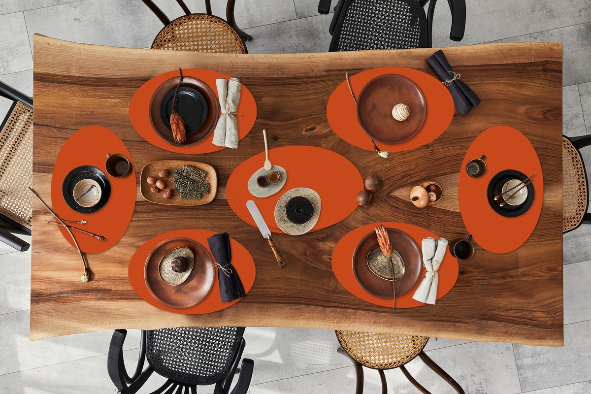 Placemats ovaal - Onderleggers - Ovale placemats - Sienna - Aarde - Kleuren - Effen - 10 stuks