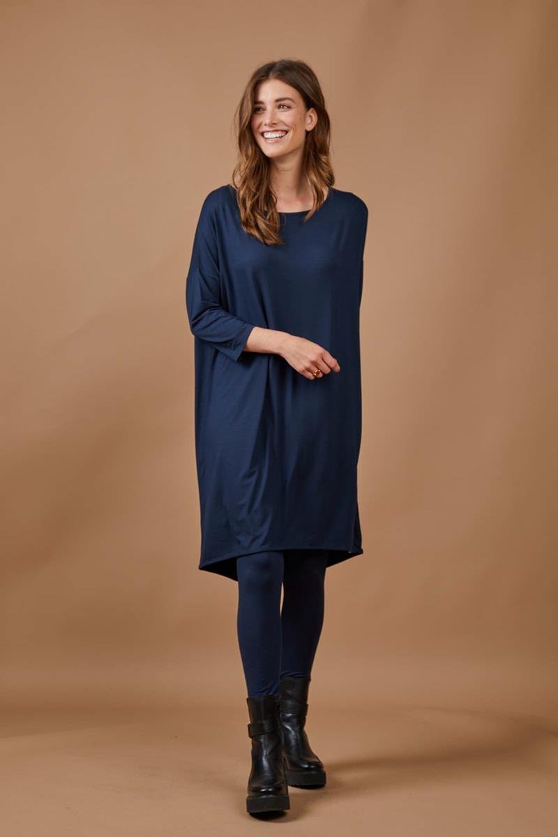 Didi Dames Loose dress 3/4 sleeves Dark blue