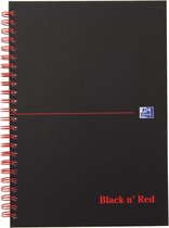 Notitieboek oxford black n' red a5 karton ruit - 5 stuks