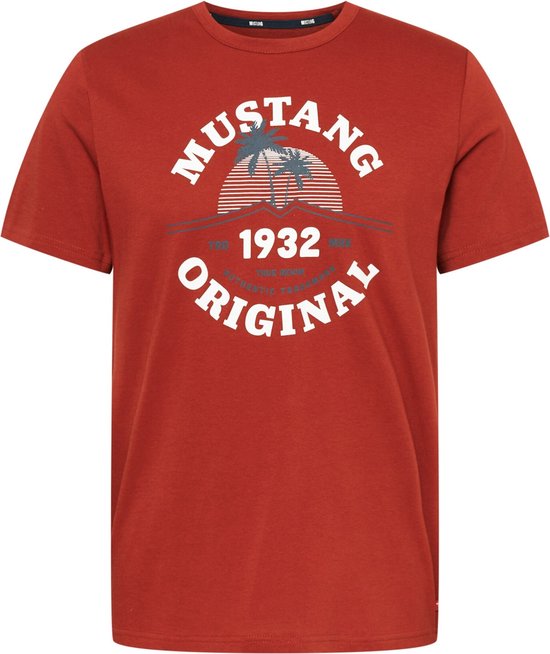 Mustang T-shirt warm-rood - maat XL