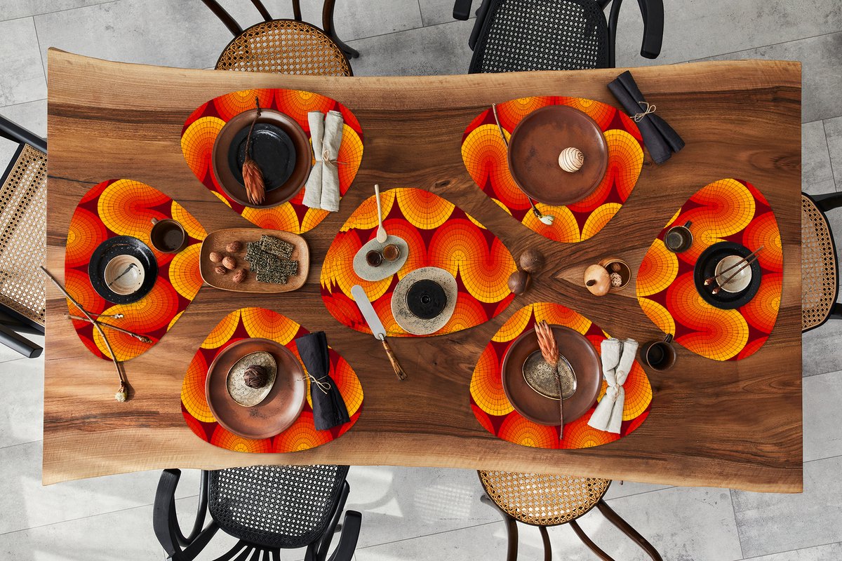Placemat organisch - Placemats organic - Onderleggers - Design - Retro - Rood - Abstract - 10 stuks