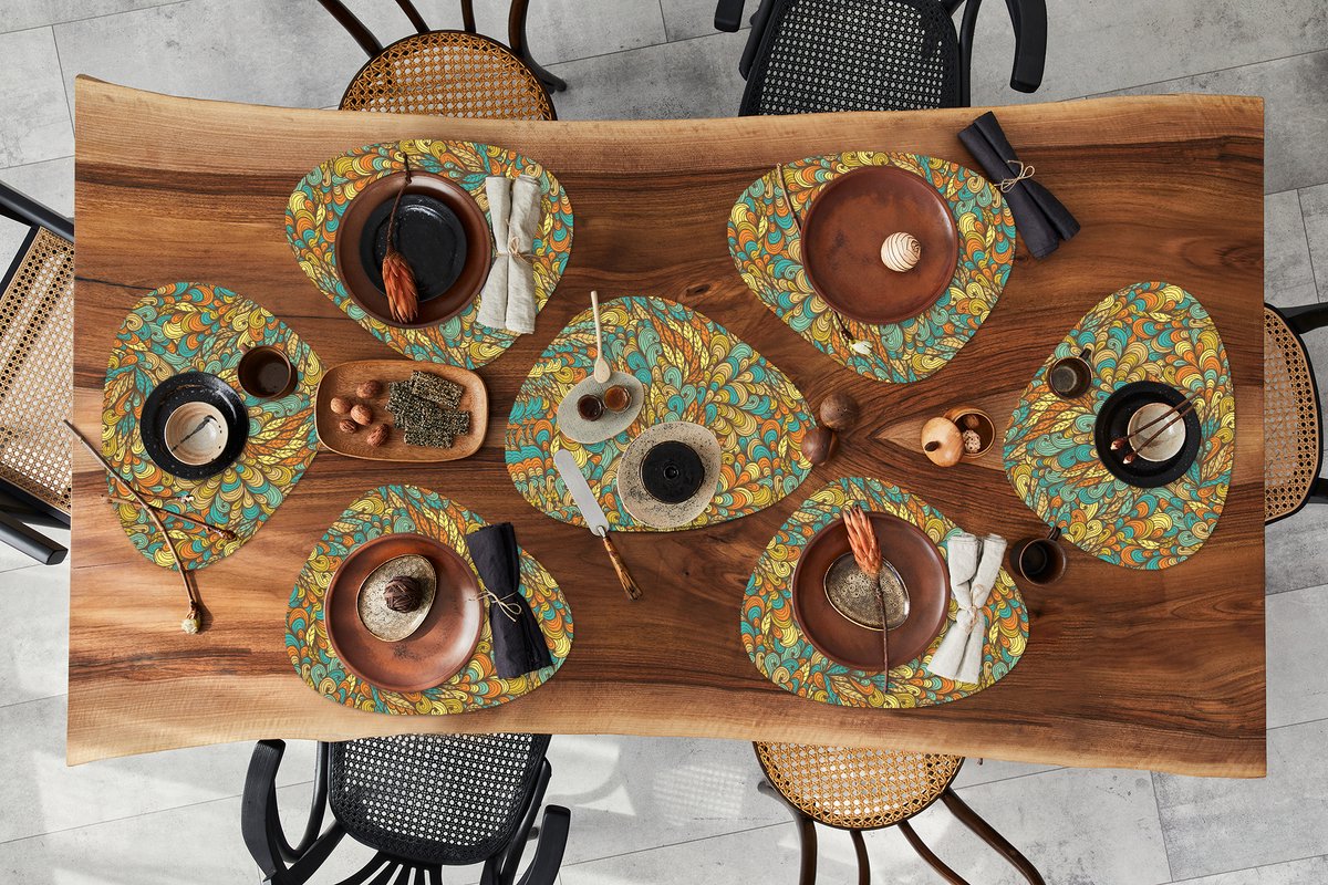 Placemat organisch - Placemats organic - Onderleggers - Design - Bladeren - Abstract - 10 stuks