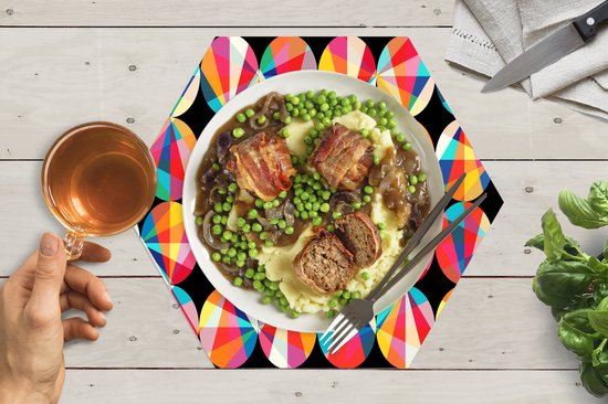 Napperons de table hexagon - Sets de table Sets de table - Set de table hexagone - Arc-en-ciel - Cercles - Motifs - 10 pièces