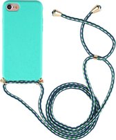 Mobigear Telefoonhoesje geschikt voor Apple iPhone 8 Flexibel TPU | Mobigear Lanyard Hoesje met koord - Turquoise