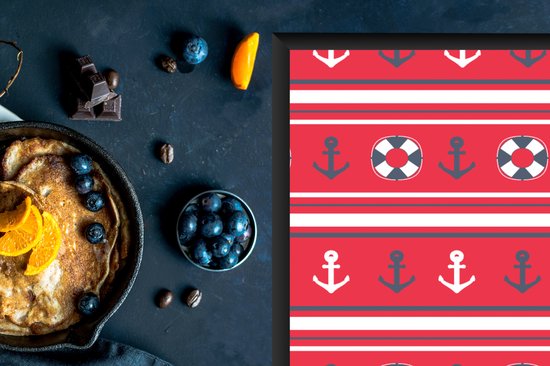 KitchenYeah® Inductie beschermer 60x52 cm - Anker - Reddingsboei - Marine - Matroos - Patronen - Kookplaataccessoires - Afdekplaat voor kookplaat - Inductiebeschermer - Inductiemat - Inductieplaat mat